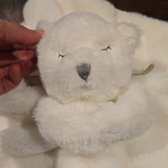 Mud Pie Cream Faux Fur Angel Bear Security Blanket Lovie - "Now I Lay Me Down To - Picture 2 of 5